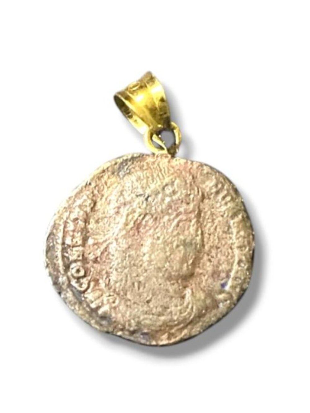 Ancient Roman Empire "GLORIA EXERCITVS" Coin in Gold Pendant